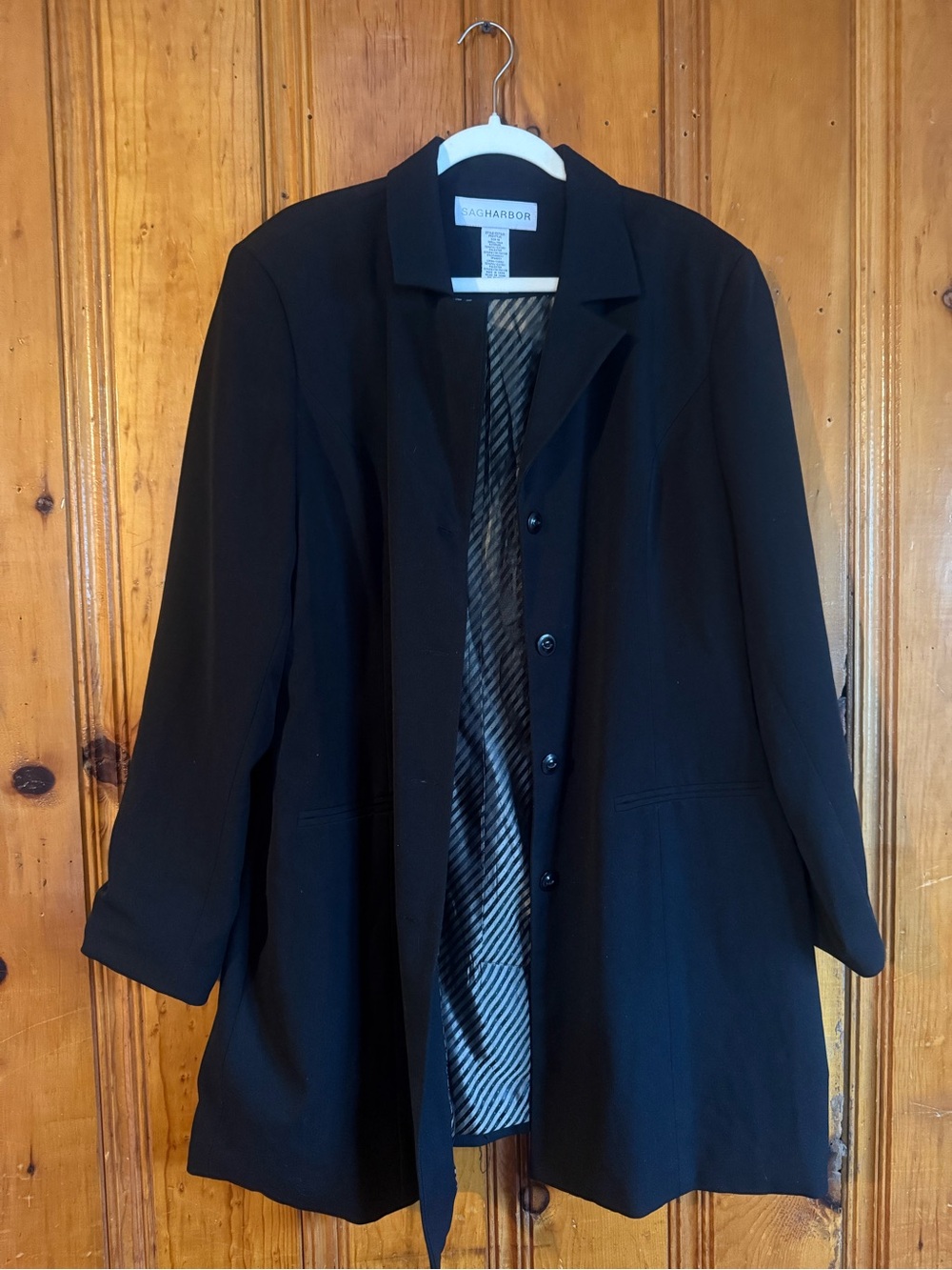 Sag Harbor Black Women's Trench Coat with Subtle Collar